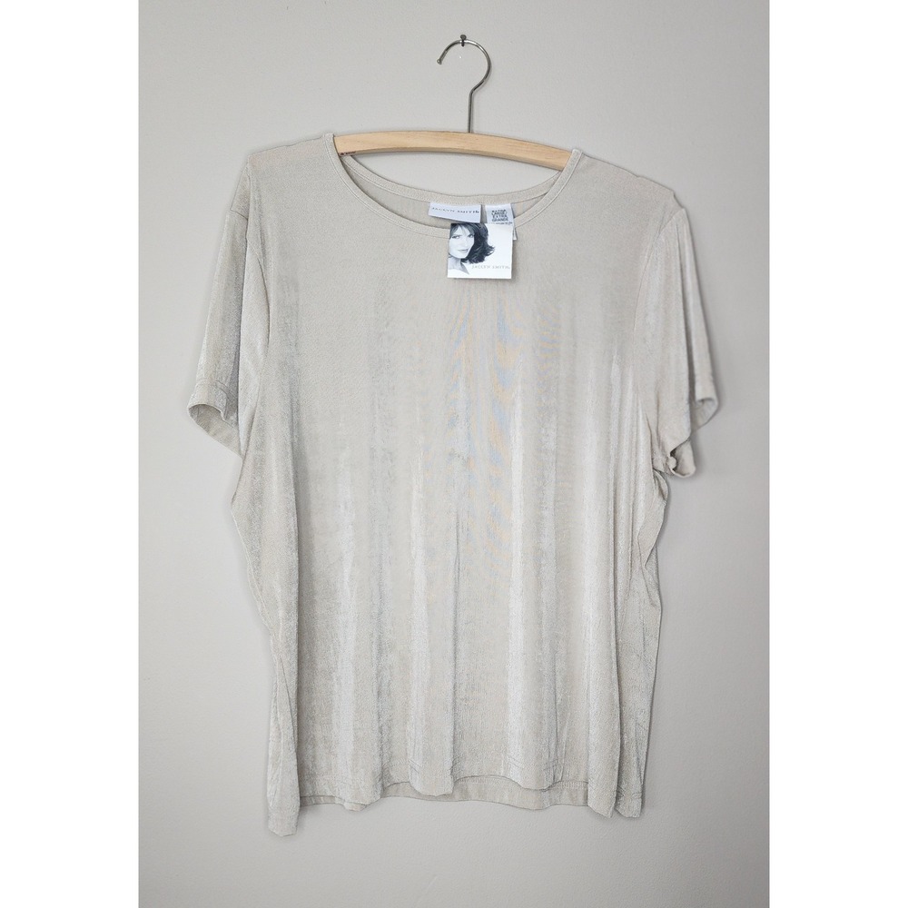 Jaclyn Smith Kmart Metallic Silver Slinky Top Women's XL NWT Deadstock Y2K